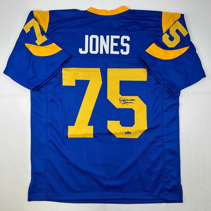Facsimile Autographed Deacon Jones Los Angeles LA Blue Reprint Jersey Men's XL