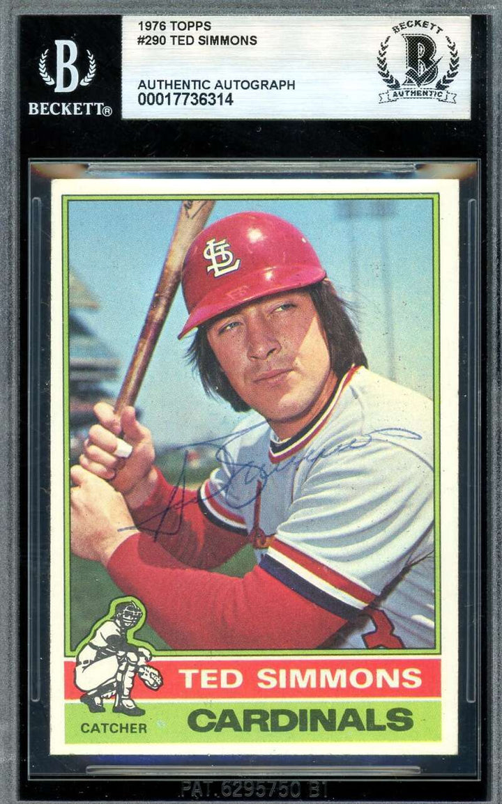 Ted Simmons Beckett BAS Vintage Signed 1976 Topps Autograph