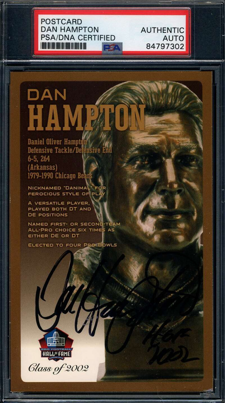 Dan Hampton PSA DNA Signed Hall of Fame Bronze Bust Postcard Autograph