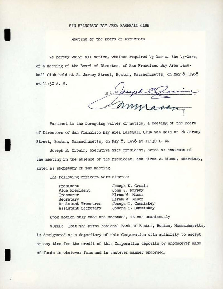 Joe Cronin PSA DNA Signed 1958 Contract Autograph