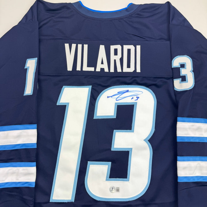Autographed/Signed Gabriel Vilardi Winnipeg Blue Jersey Beckett BAS COA