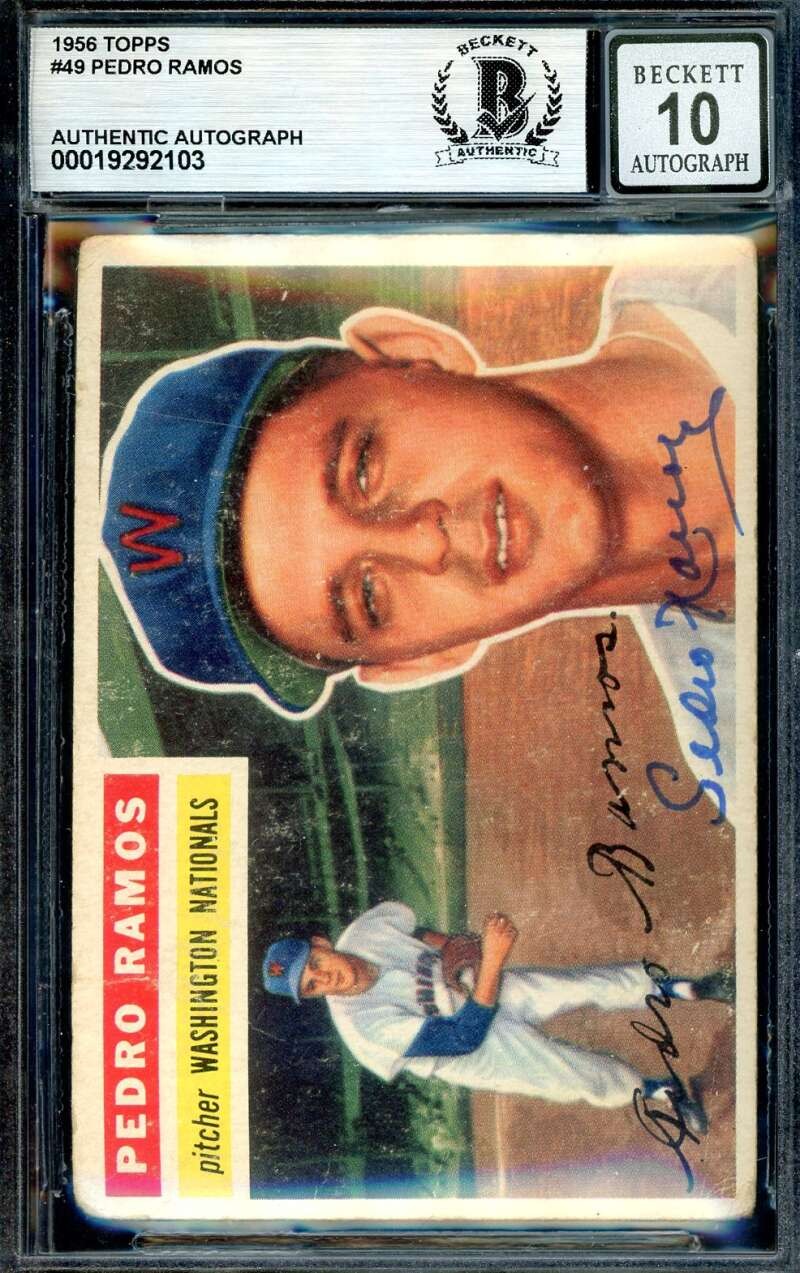 Pedro Ramos Gem Mint 10 Beckett BAS Signed 1956 Topps Rookie Autograph