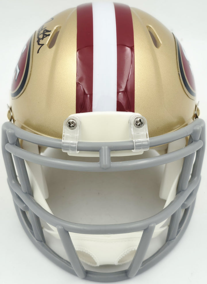 Tom Rathman Signed San Francisco 49ers Gold Speed Mini Helmet Beckett Witness