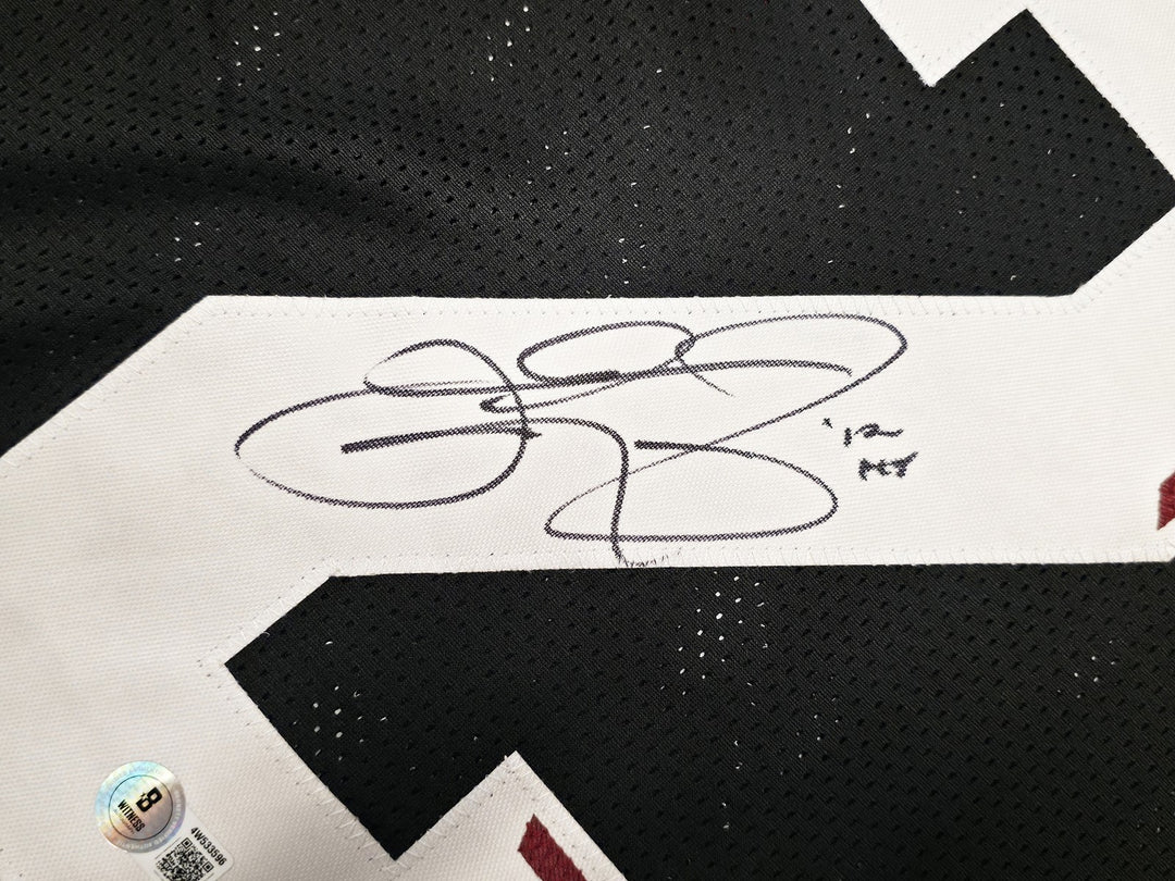 Texas A&M Aggies Johnny Manziel Signed Black Jersey "12 HT" Beckett Witness