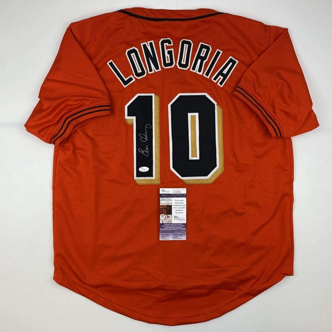 Autographed/Signed Evan Longoria San Francisco Orange Jersey JSA COA