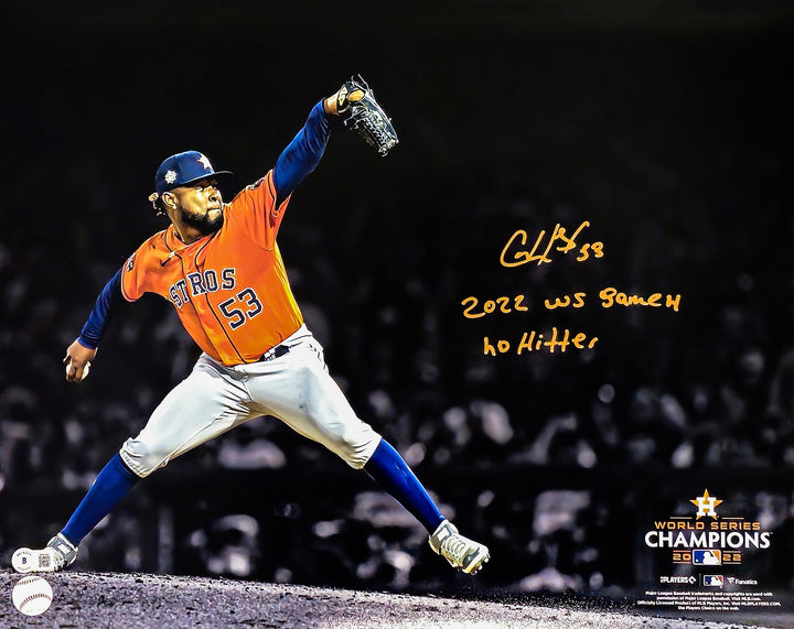 Cristian Javier Signed 16x20 Photo Astros "2022 WS Game 4 No Hitter" Beckett Wit