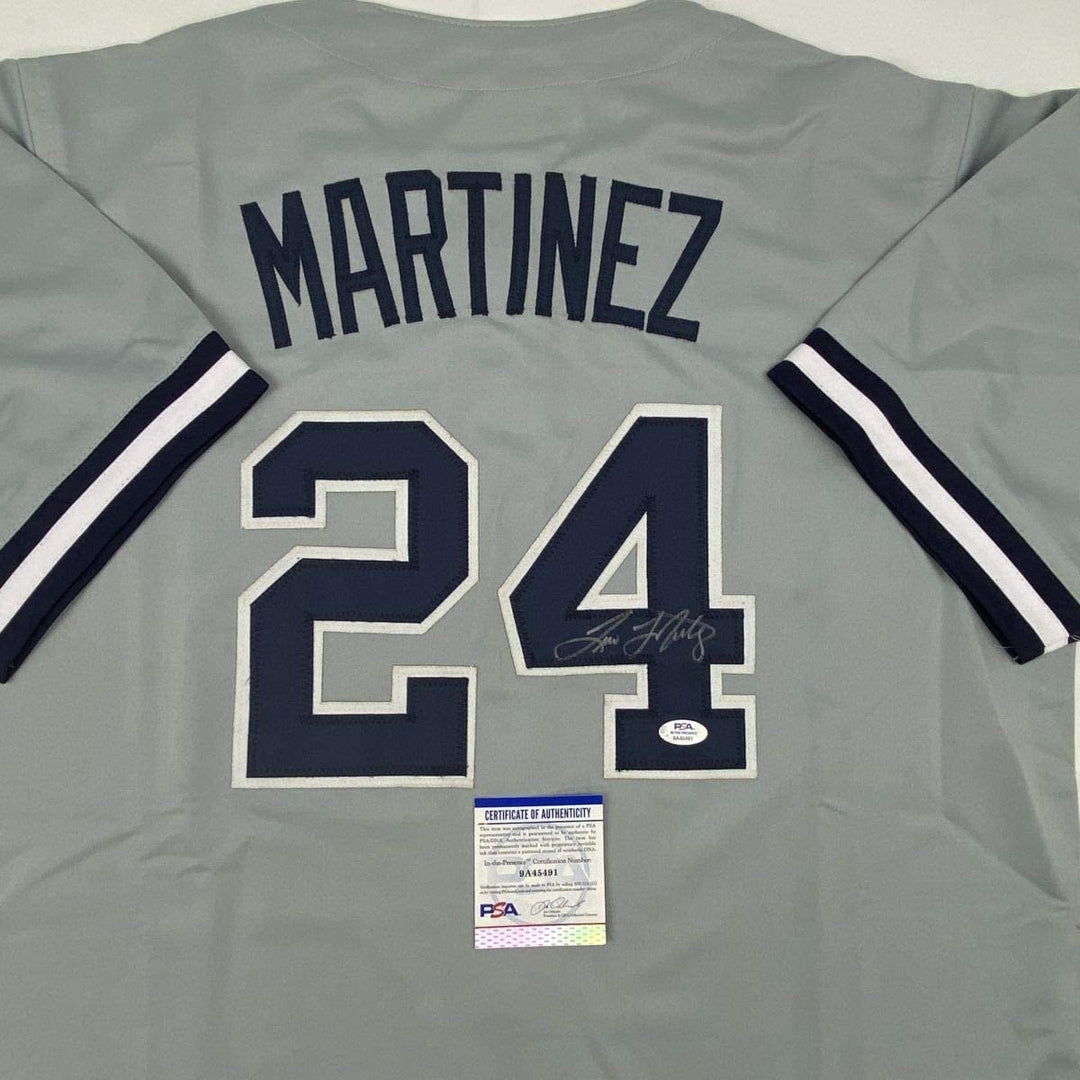 Autographed/Signed TINO MARTINEZ New York Grey Jersey PSA/DNA COA Auto