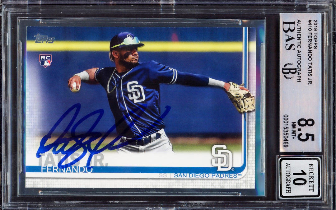 Fernando Tatis Jr. Signed 2019 Topps RC #410 San Diego Padres BGS 8.5 Auto 10