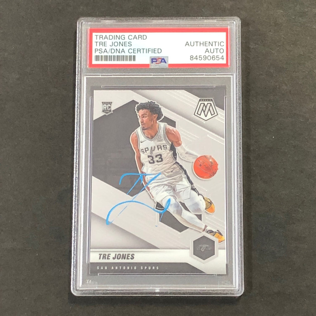 2020-21 Mosaic Basketball #243 Tre Jones Signed Card AUTO PSA/DNA Slabbed RC Spu