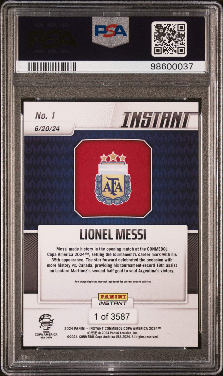 Graded 2024 Panini Instant Lionel Messi #1 Copa America Soccer Card PSA 10 Gem