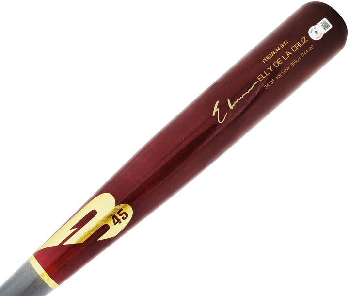 Elly De La Cruz Auto Signed Red B45 Player Model Baseball Bat Reds Beckett Wit