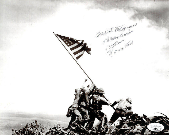 Major Norman Hatch signed WWII USMC/Iwo Jima Vintage B&W 8x10 Photo- JSA