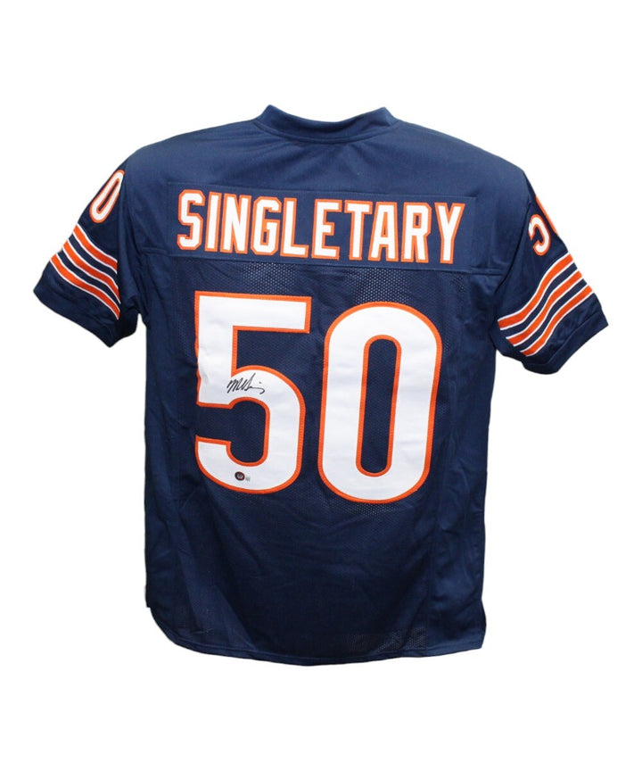 Mike Singletary Autographed/Signed Pro Style Navy Jersey Beckett 41175