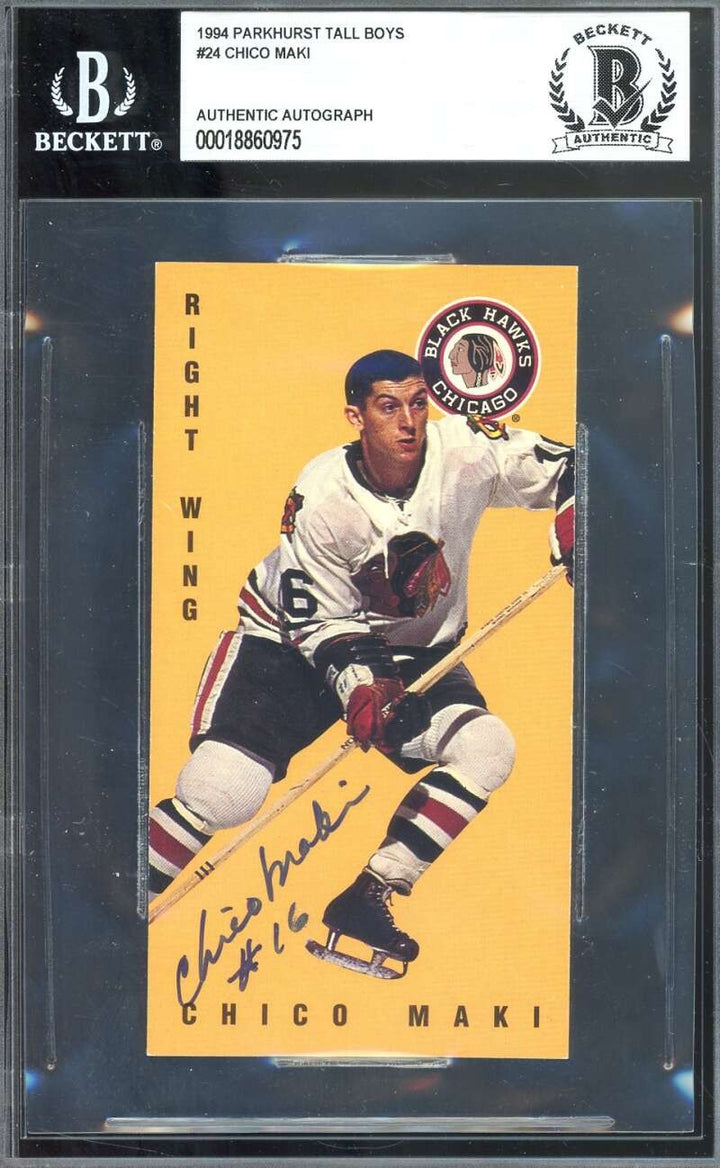 Chico Maki Beckett BAS Signed 1994 Parkhurst Tall Boys Autograph