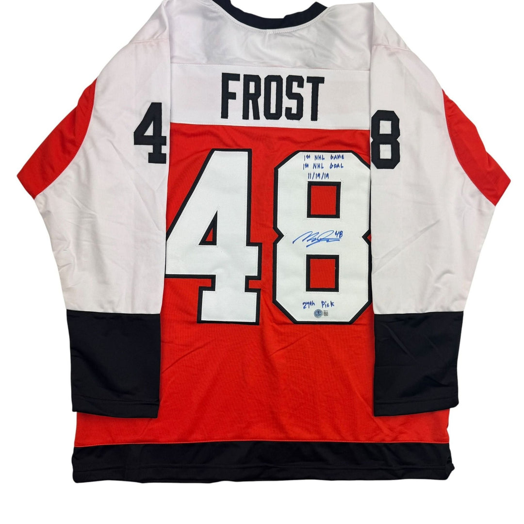 Autographed/Signed Morgan Frost Philadelphia Orange Jersey Beckett BAS COA
