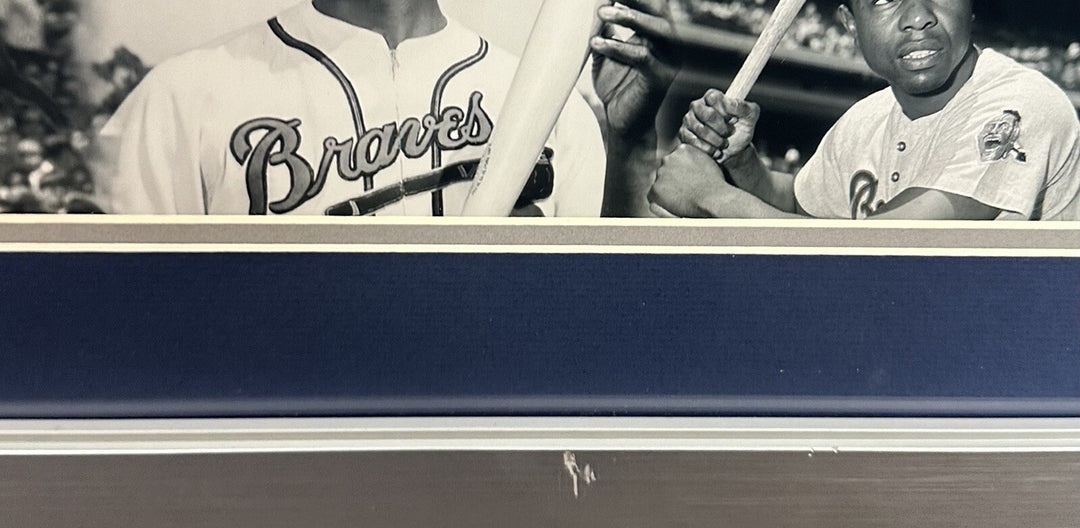 Hank Aaron Signed 16x20 Framed Career 715 Photo Braves Auto Steiner COA HOF
