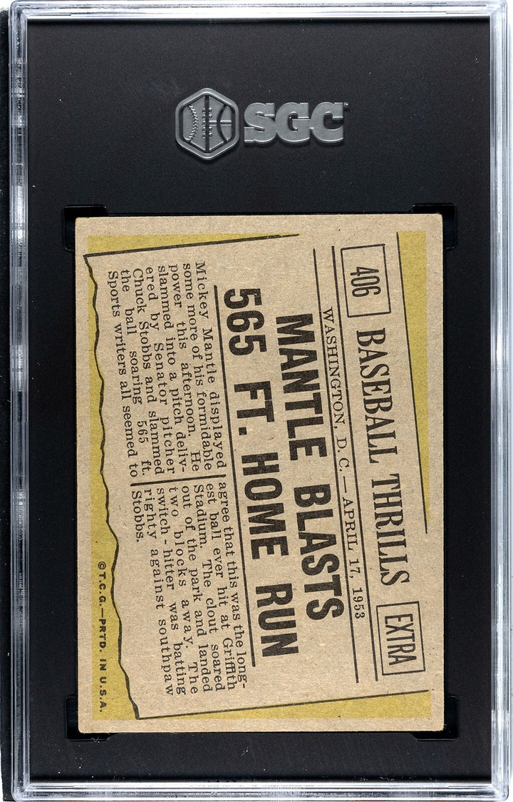 Mickey Mantle 1961 Topps Blasts 565 FT Home Run Card #406- SGC Graded 3 VG