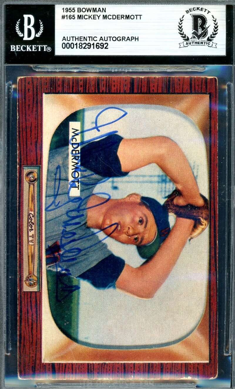 Mickey McDermott Beckett BAS Signed 1955 Bowman Autograph