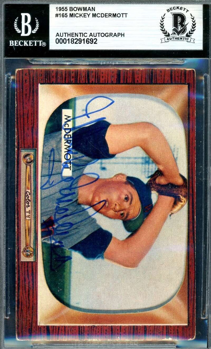 Mickey McDermott Beckett BAS Signed 1955 Bowman Autograph