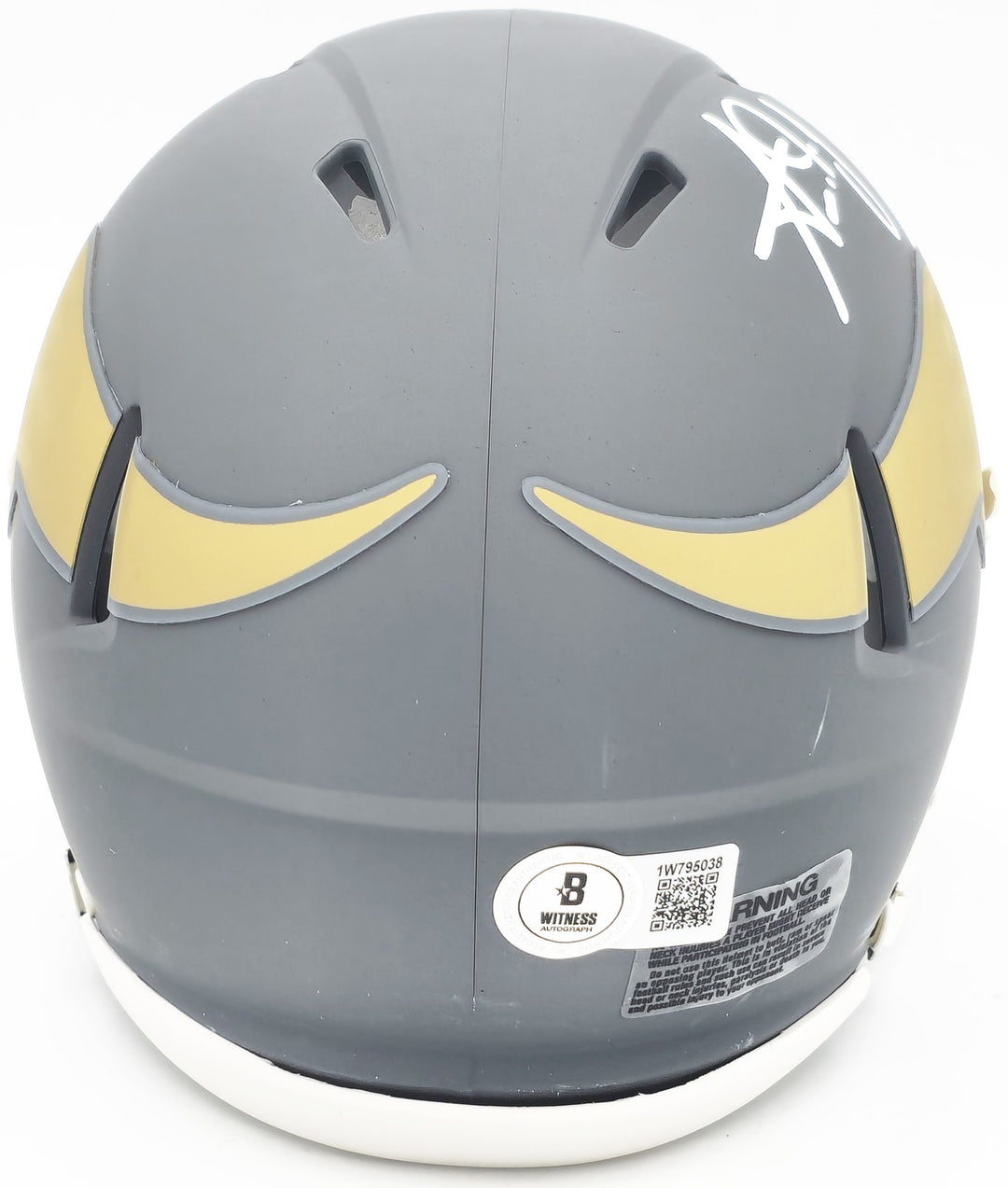 Aaron Jones Signed Minnesota Vikings Slate Silver Speed Mini Helmet Beckett Wit