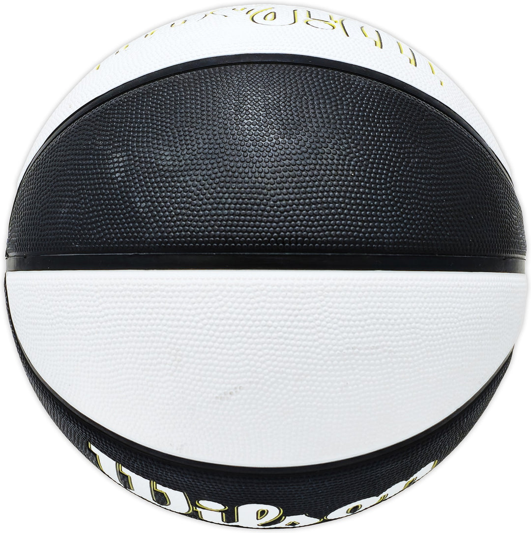 John Stockton Signed Black & White Team Tribute Jazz Logo Basketball Beckett Wit
