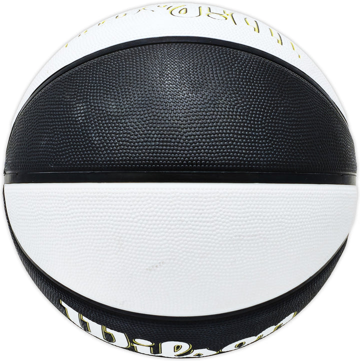 John Stockton Signed Black & White Team Tribute Jazz Logo Basketball Beckett Wit