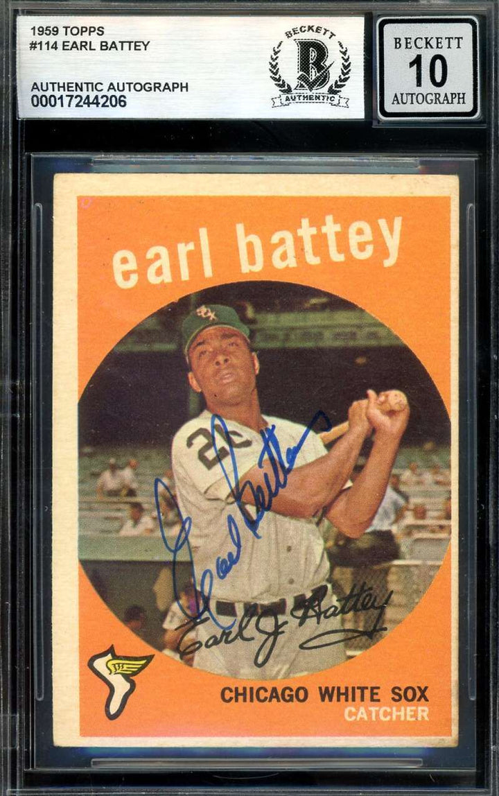 Earl Battey Gem Mint 10 Beckett BAS Signed 1959 Topps Autograph