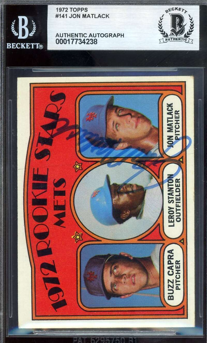 Jon Matlack Beckett BAS Vintage Signed 1972 Topps Rookie Stars Autograph