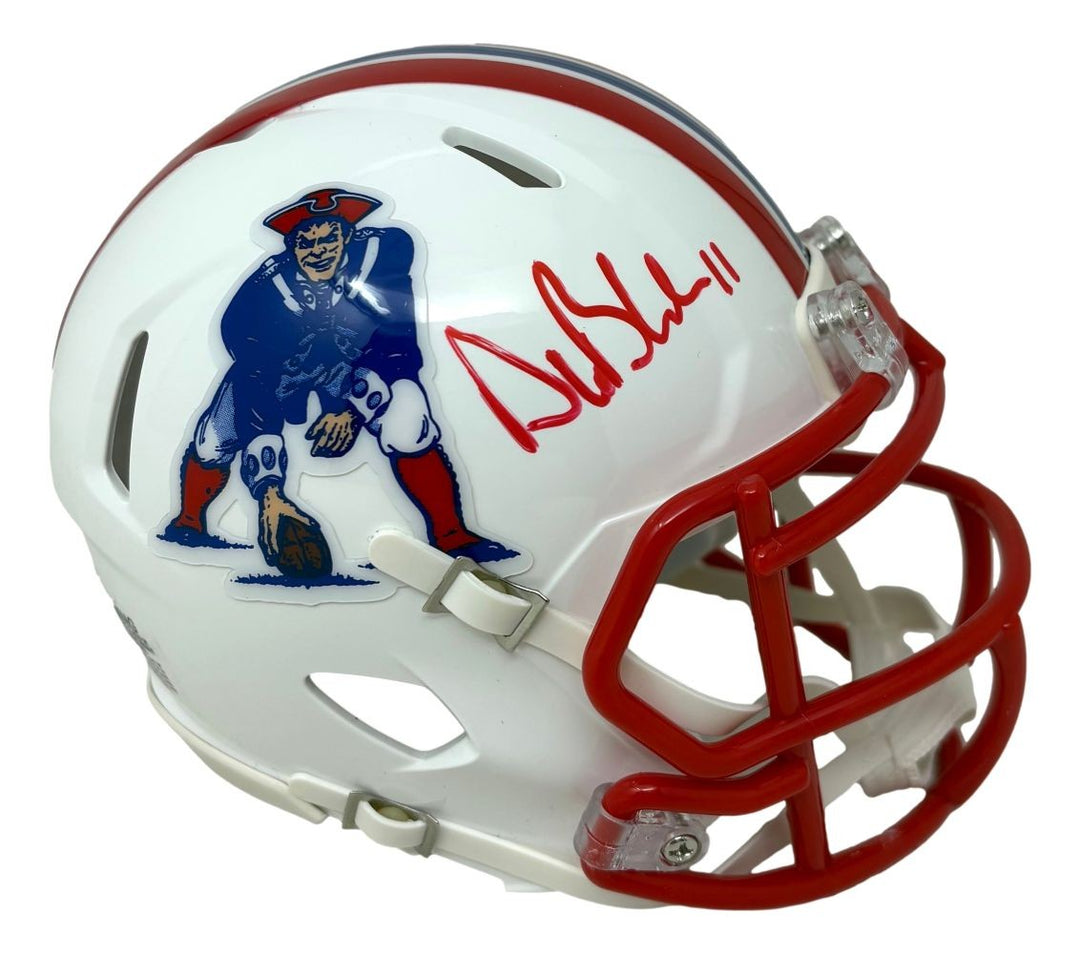 Drew Bledsoe Signed New England Patriots Throwback Mini Speed Helmet JSA QR