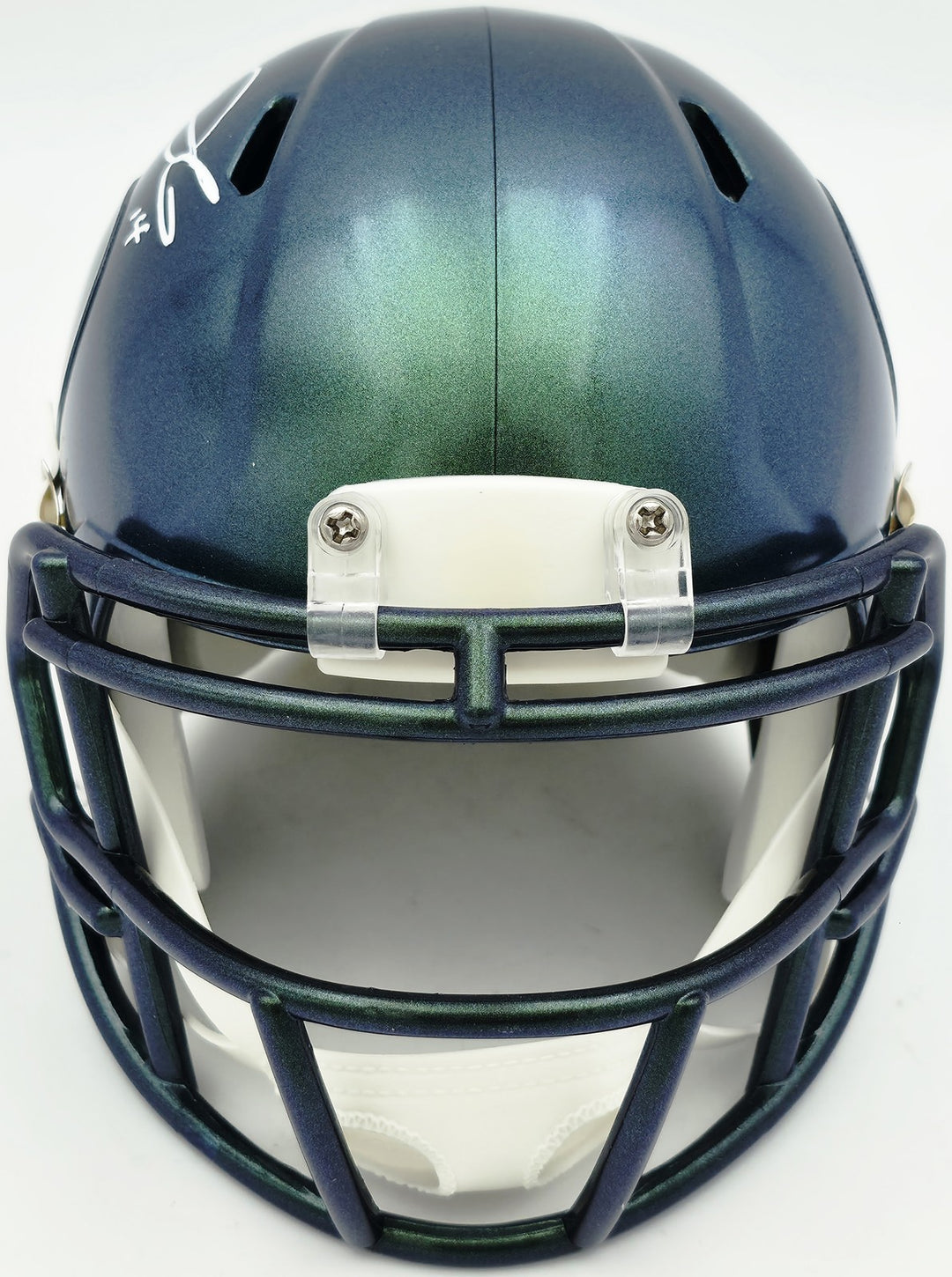 Sam Darnold Auto Seahawks Metallic Green Rivalries Speed Mini Helmet Beckett Wit