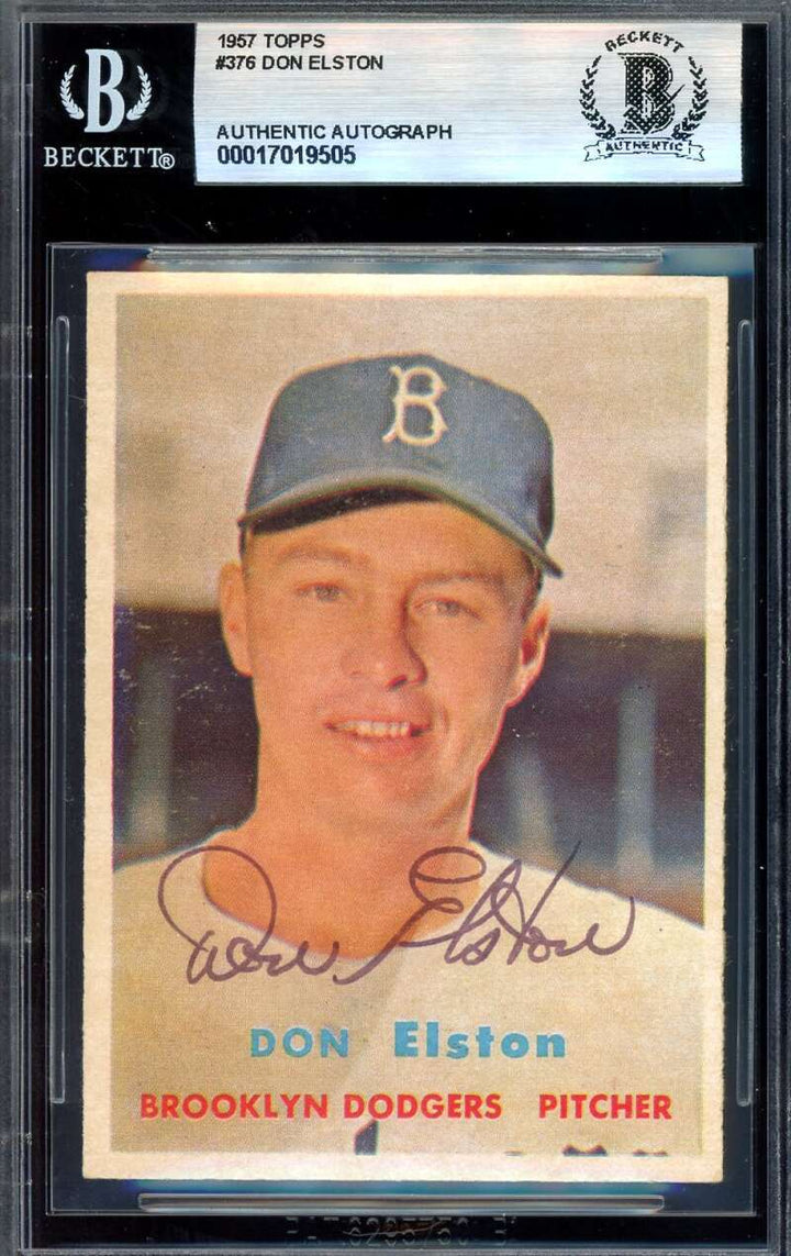 Don Elston Beckett BAS Signed 1957 Topps Rookie Autograph