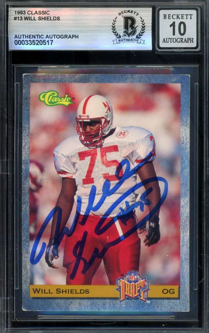 Will Shields Gem Mint 10 Beckett BAS Signed 1993 Classic Rookie Autograph
