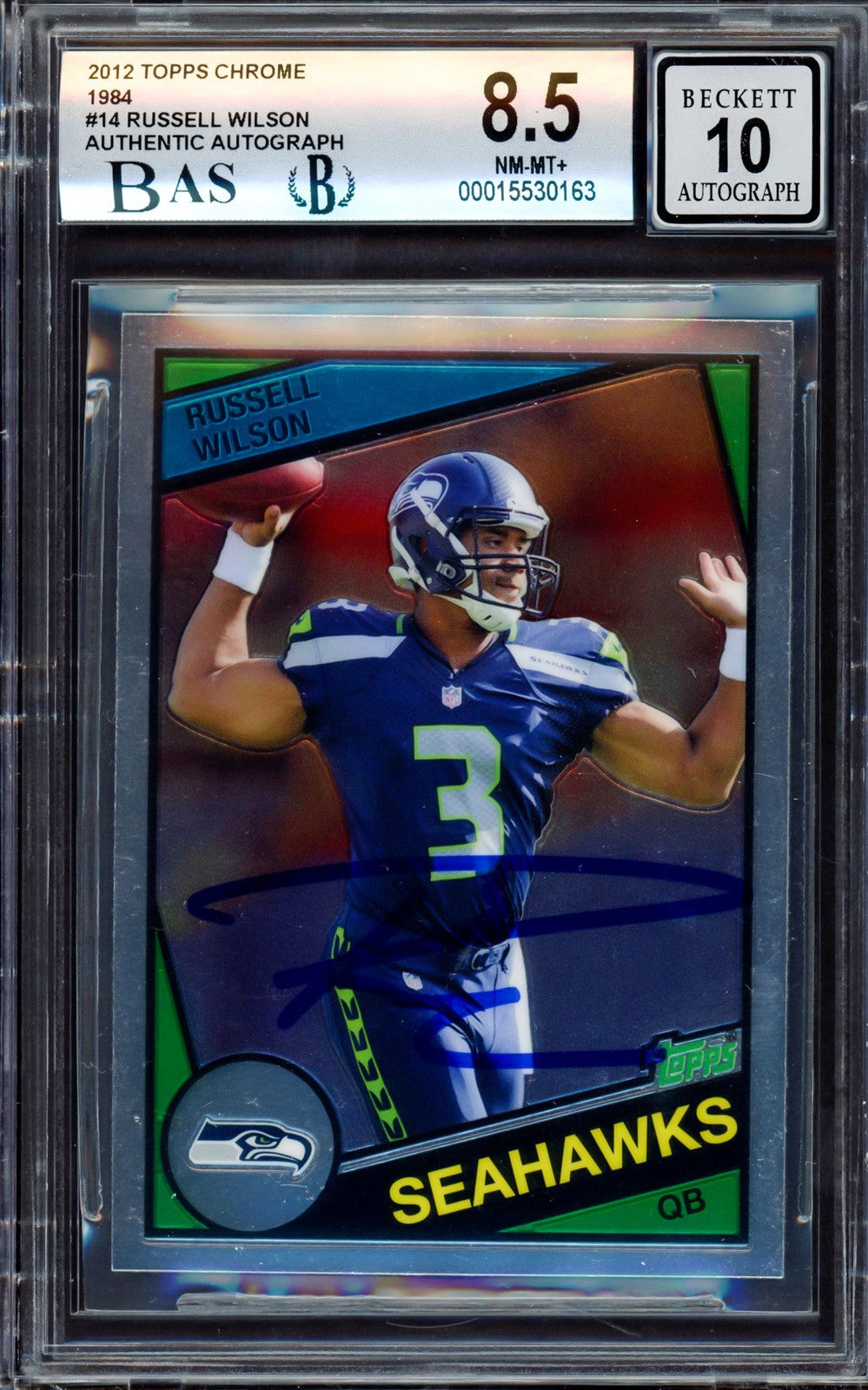 Russell Wilson Auto 2012 Topps Chrome 1984 RC 14 Seahawks BGS 8.5 Sig 10 Beckett