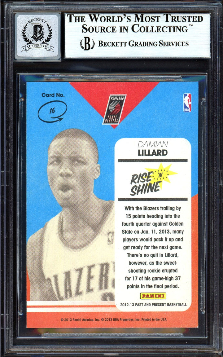 Damian Lillard Auto 2012-13 Panini Past Present Rise Shine RC 16 Sig 10 Beckett