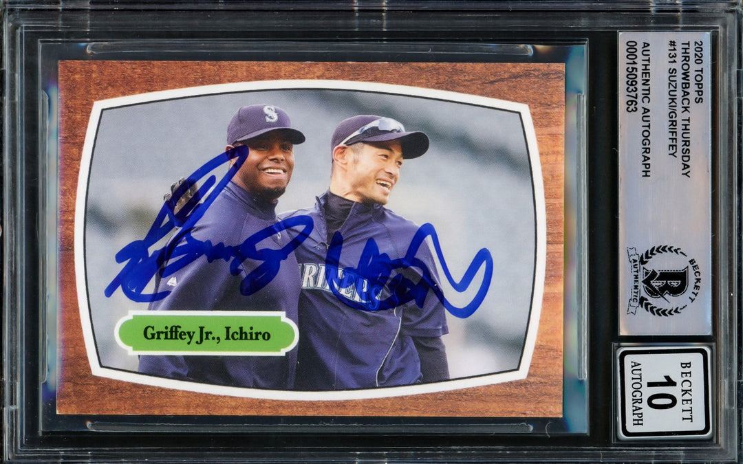 Ken Griffey Jr. Ichiro Suzuki Auto 2020 Topps Throwback Thursday Card 131 Sig 10