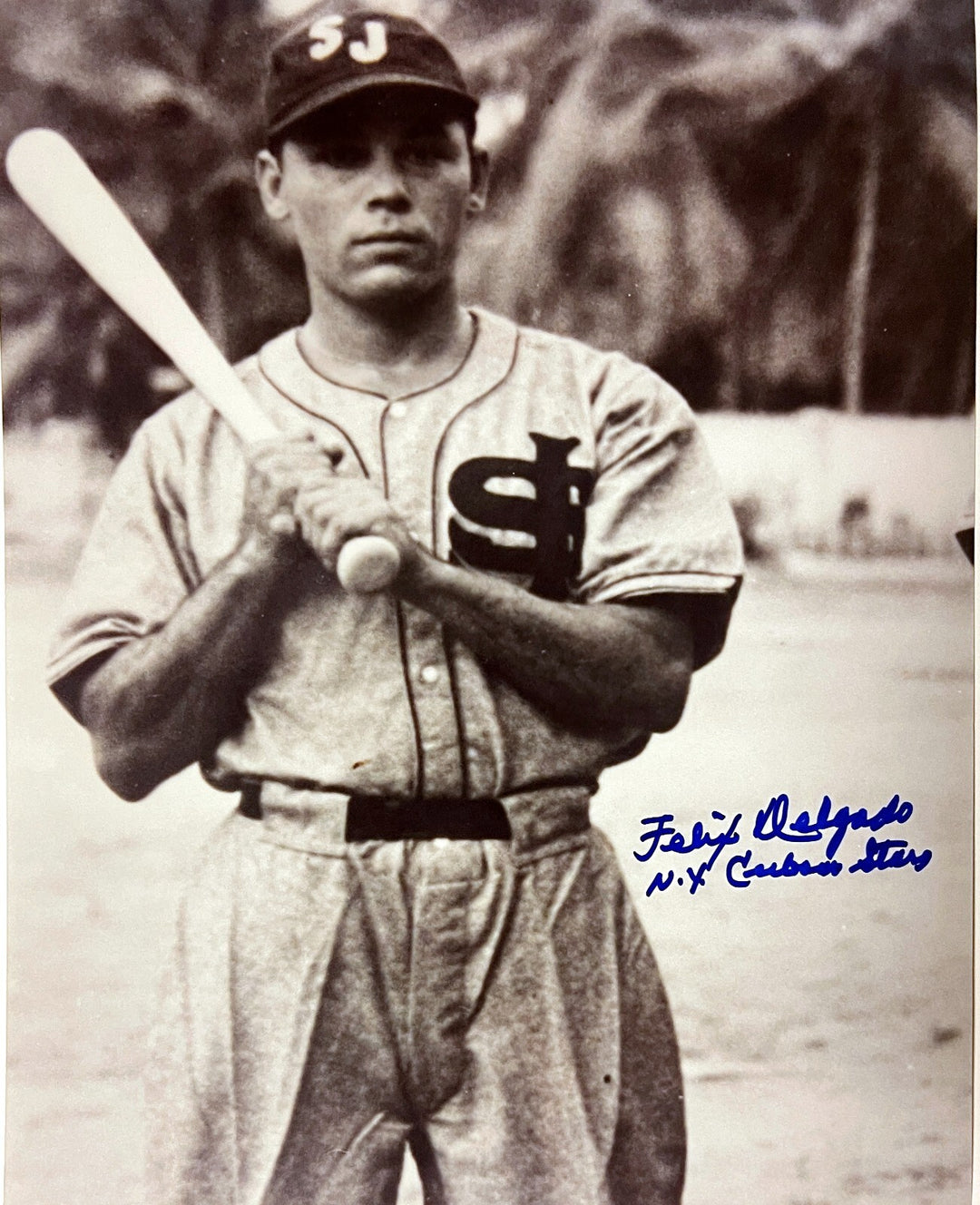 Felix Delgado signed San Juan Senators B&W 8x10 Photo NY Cuban Stars/Negro- COA