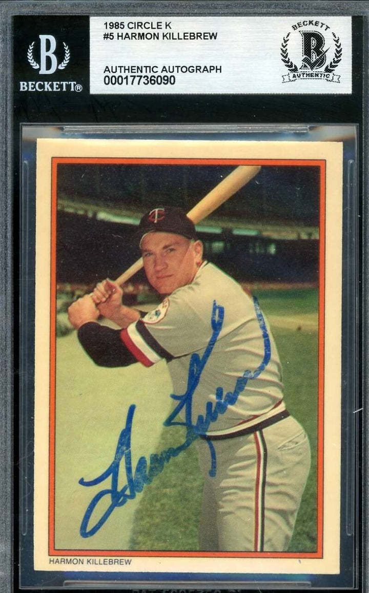 Harmon Killebrew Beckett BAS Signed 1985 Circle K Autographed