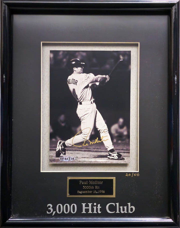 Paul Molitor Signed Framed Gold 3000th Hit Club 5x7 Photo Twins 20/50 UDA Holo