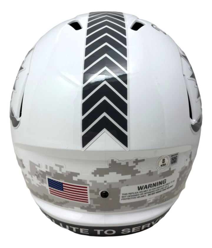 De'Von Achane Signed Dolphins FS Salute To Service Replica Speed Helmet BAS