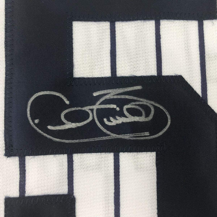 FRAMED Signed CECIL FIELDER 35x39 New York Pinstripe Jersey JSA COA