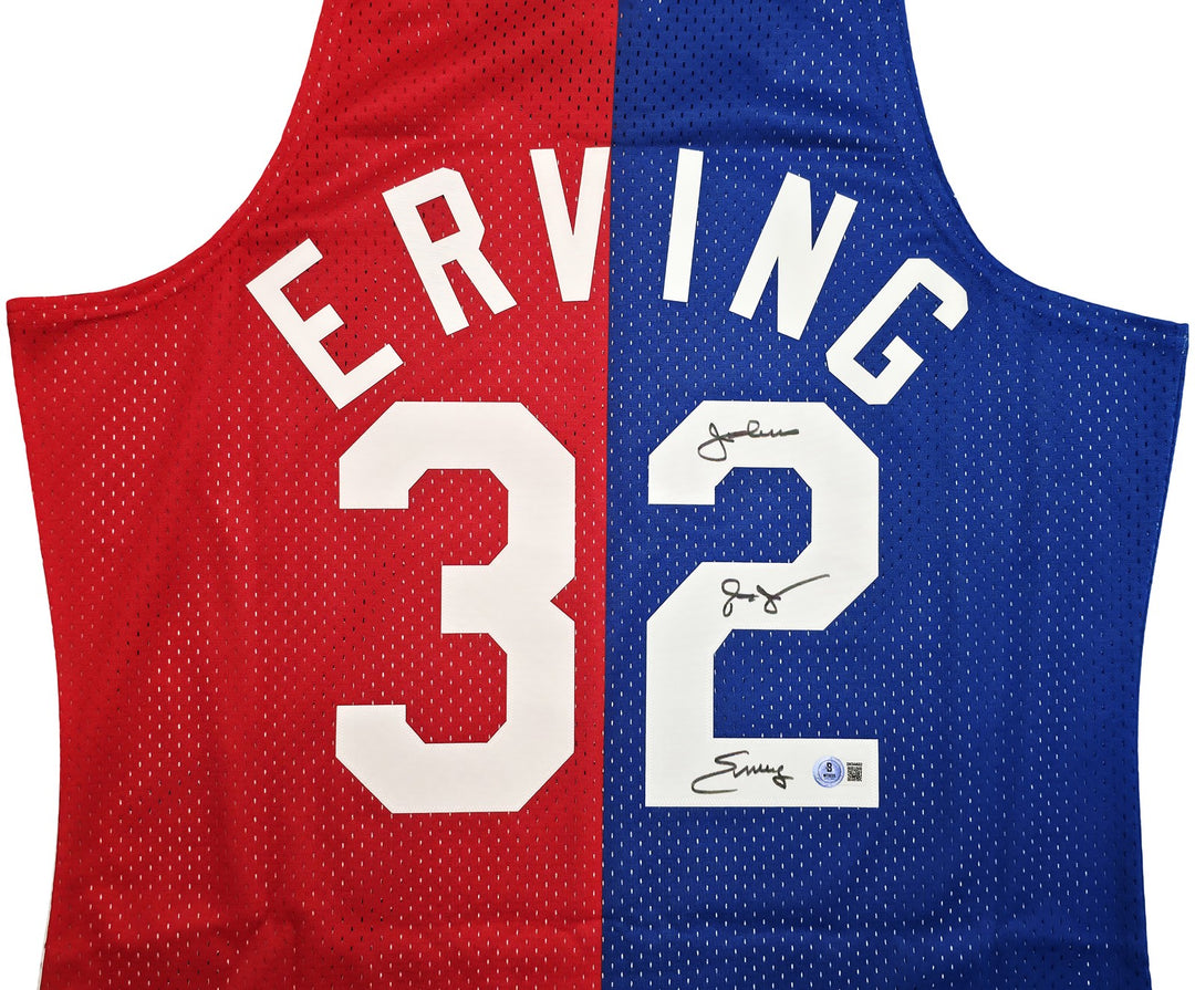 Nets Julius Dr J Erving Auto Red Blue Mitchell Ness 73-74 Swingman Jersey L BAS