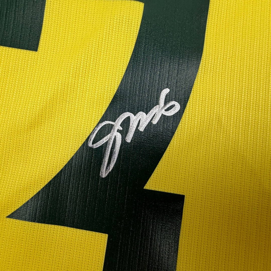 Autographed/Signed Gabriel Brazil Yellow Soccer Jersey Beckett BAS COA