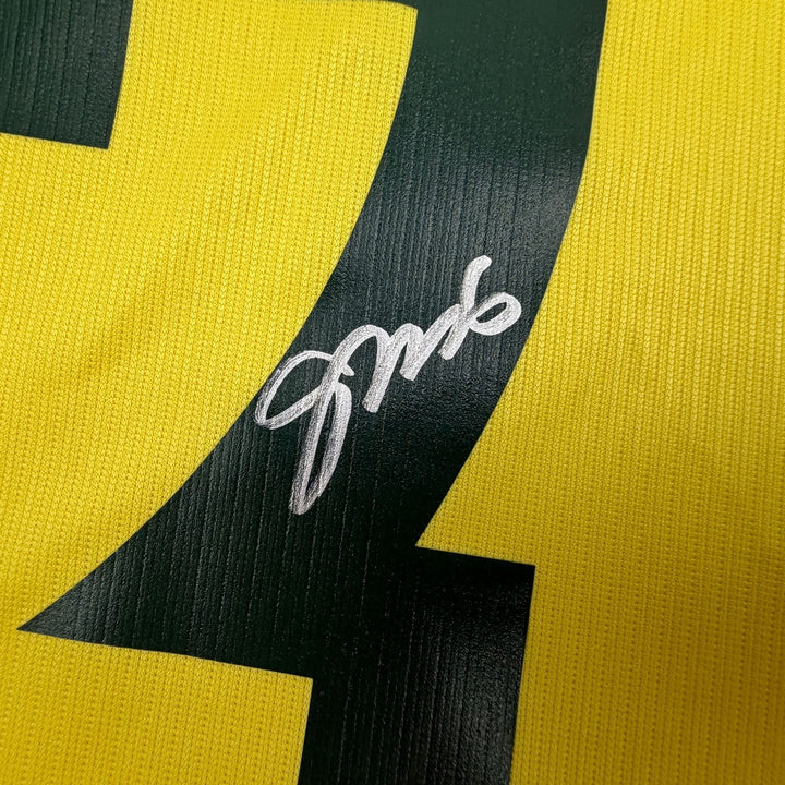 Autographed/Signed Gabriel Brazil Yellow Soccer Jersey Beckett BAS COA