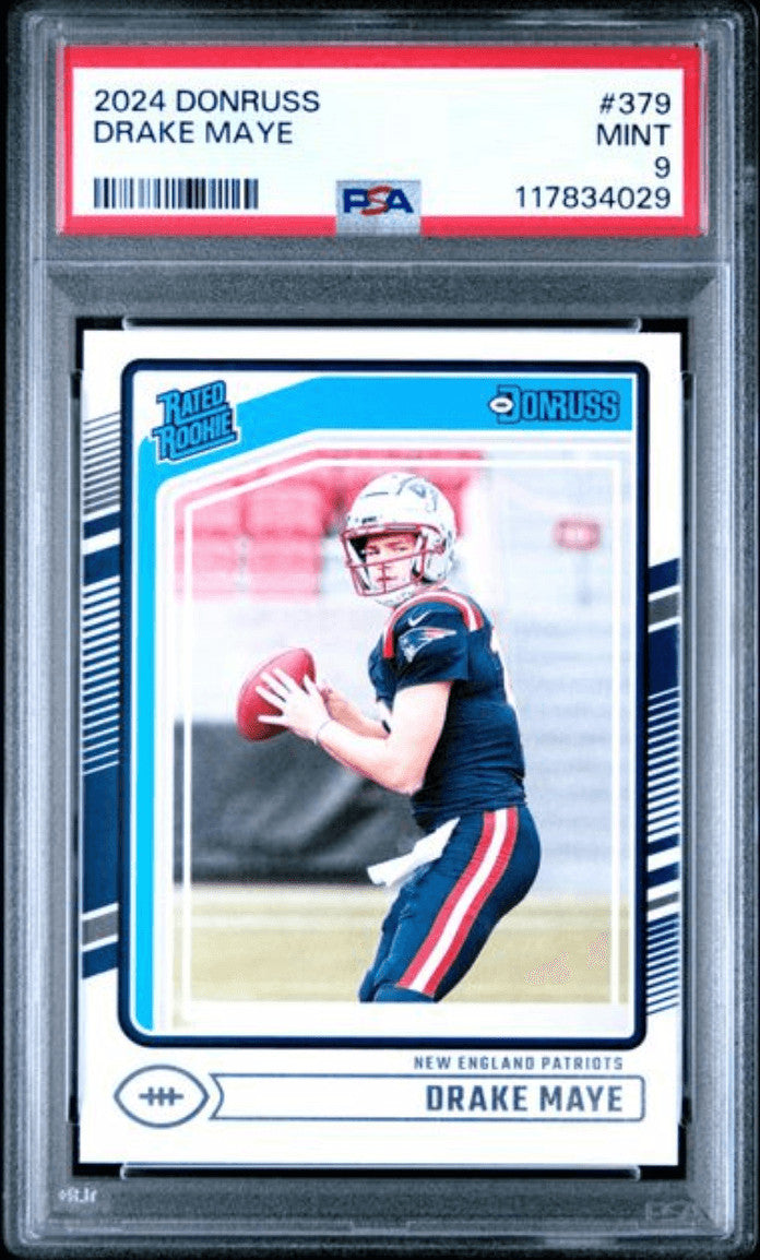 Graded 2024 Panini Donruss Drake Maye #379 Rookie RC Card PSA 9 Mint