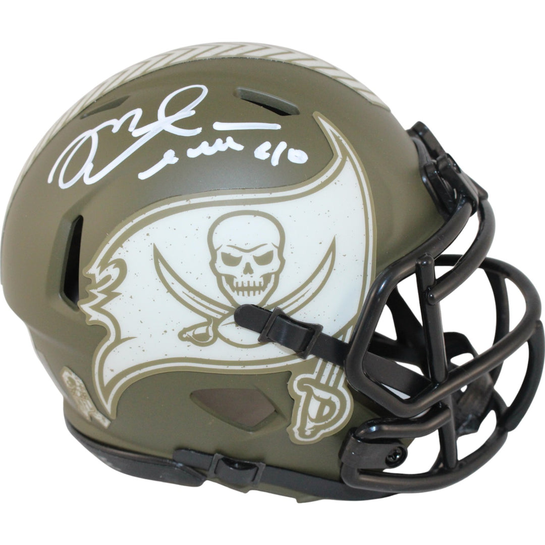 Mike Alstott Autographed Tampa Bay Buccaneers 22 STS Mini Helmet Beckett 50195