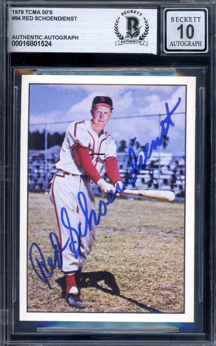Red Schoendienst Gem Mint 10 Beckett BAS Signed 1979 TCMA Baseball History The 5