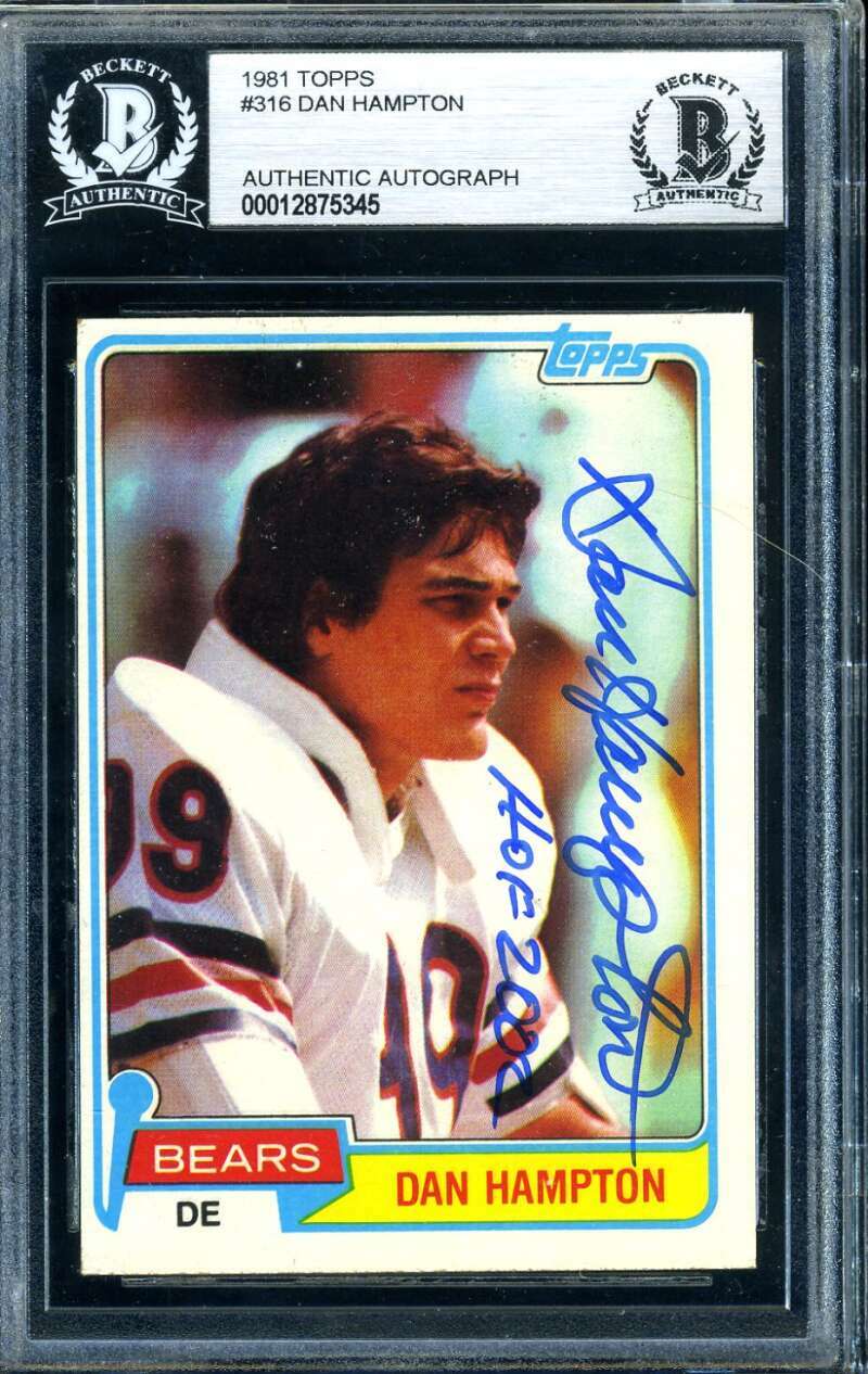 Dan Hampton BAS Beckett Coa Signed 1981 Topps Rookie Autograph 416