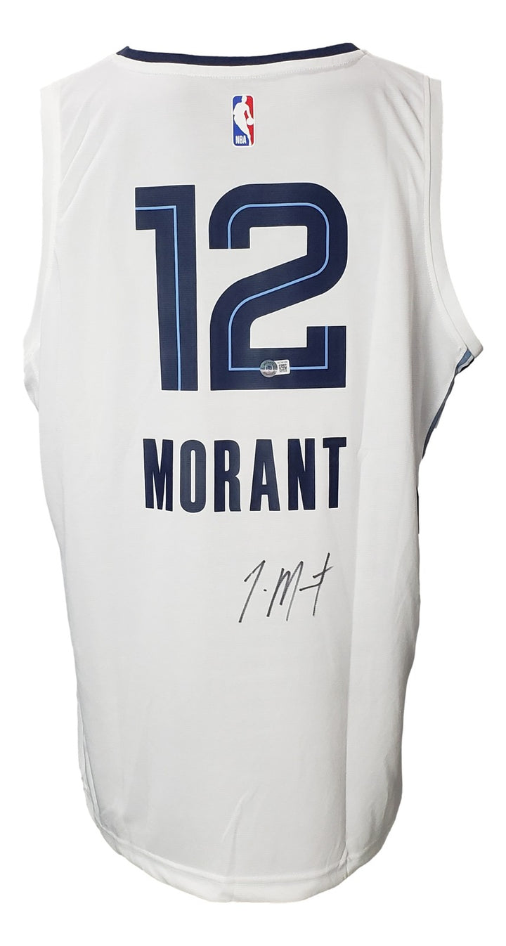 Ja Morant Signed Memphis Grizzlies White Fanatics Basketball XL Jersey BAS