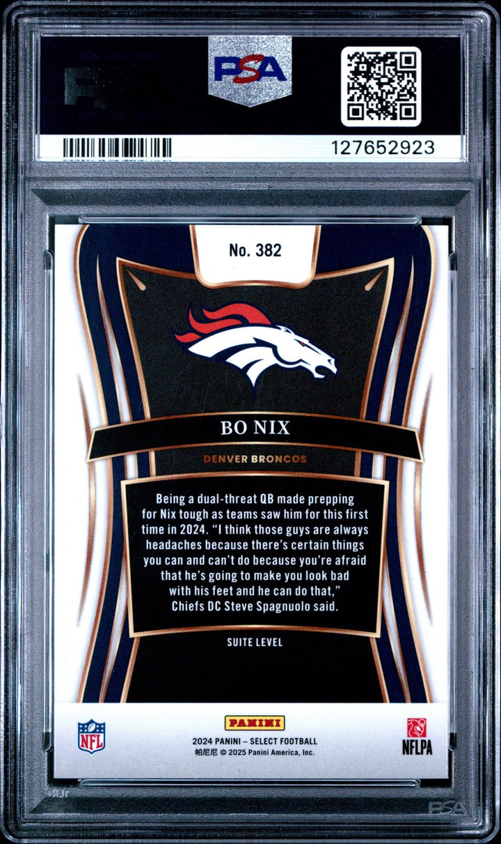 Graded 2024 Panini Select Bo Nix #382 Rookie RC Football Card PSA 10 Gem Mint