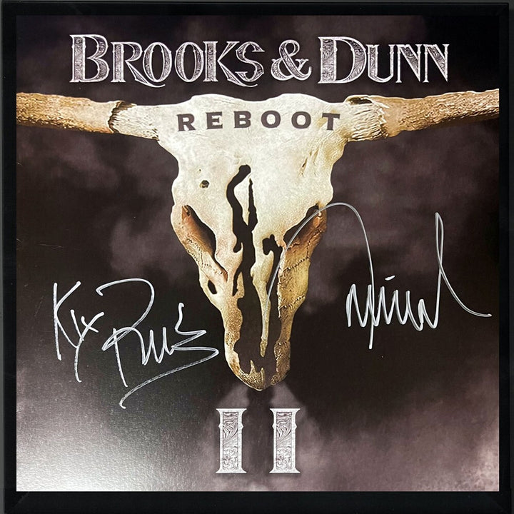 Brooks & Dunn Dual Signed 2024 REBOOT Album Cover/LP/Black Vinyl/Record Framed